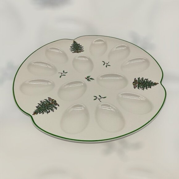 Spode Christmas Tree Devilled Egg Platter/Plate Christmas Serveware, Holiday - Picture 5 of 15